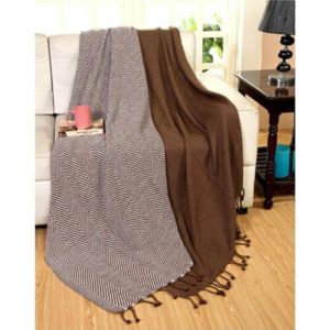 100% Cotton Woven Herringbone (2 set) Chocolate & Grey