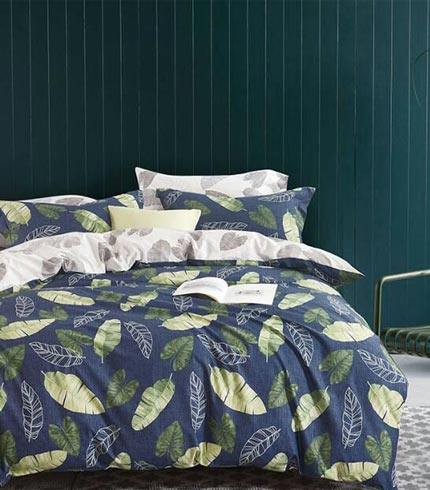 (6pcs) Cotton King Size Bed Sheet (Leaf Design)
