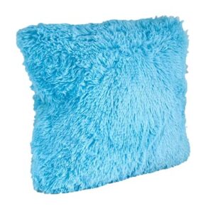 Sea Blue Faux Fur Decorative Throw Pillow