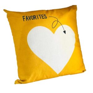 Yellow Heart Design Decorative Throw Pillow