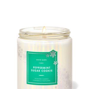 Peppermint sugar cookie 1wick scented candle, white barn