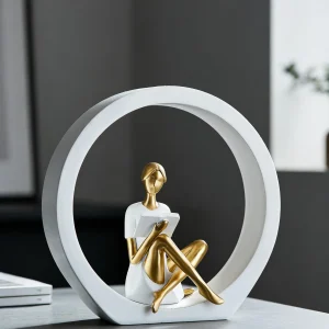 Abstract-Human-Figurine-Sculpture-Gold-White-Resin-Modern-Minimalist-Decor.