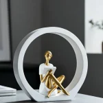Abstract-Human-Figurine-Sculpture-Gold-White-Resin-Modern-Minimalist-Decor.