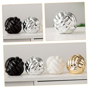 Ceramic-Thread-Knot-Ornament-Nordic-Style-Decorative-Sculpture-Enhancing-Ambiance-in-Silver-Ceramic-Material-with-Stylish-and-Delicate-Design-for-Home-and-Dressing table